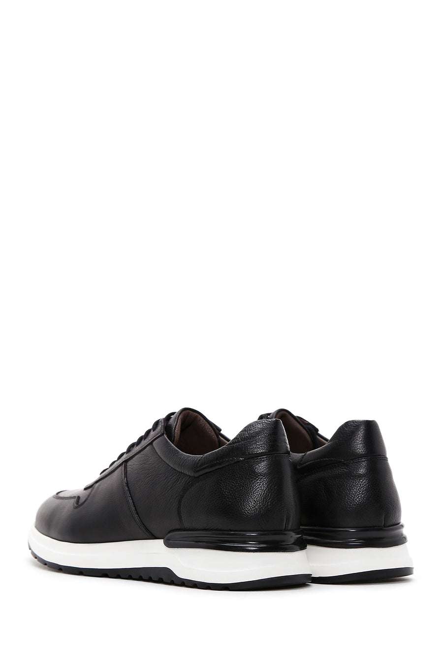 Men's Black Lace-Up Leather Casual Sneaker