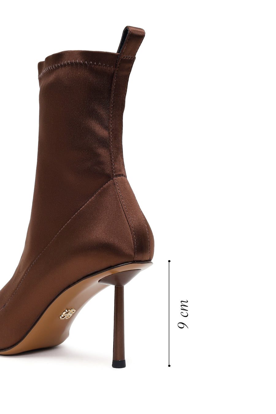 Woman Brown Zip Closure Thin-heeled Stretch Boots
