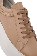 Women's Beige Lace-up Thick-Sole Leather Sneaker | Derimod