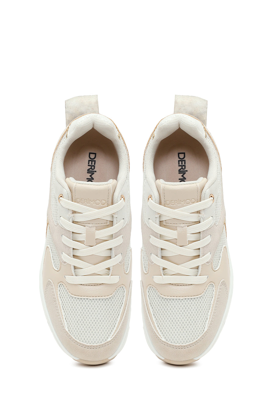 Kadın Bej Bağcıklı Dolgu Topuklu Sneaker