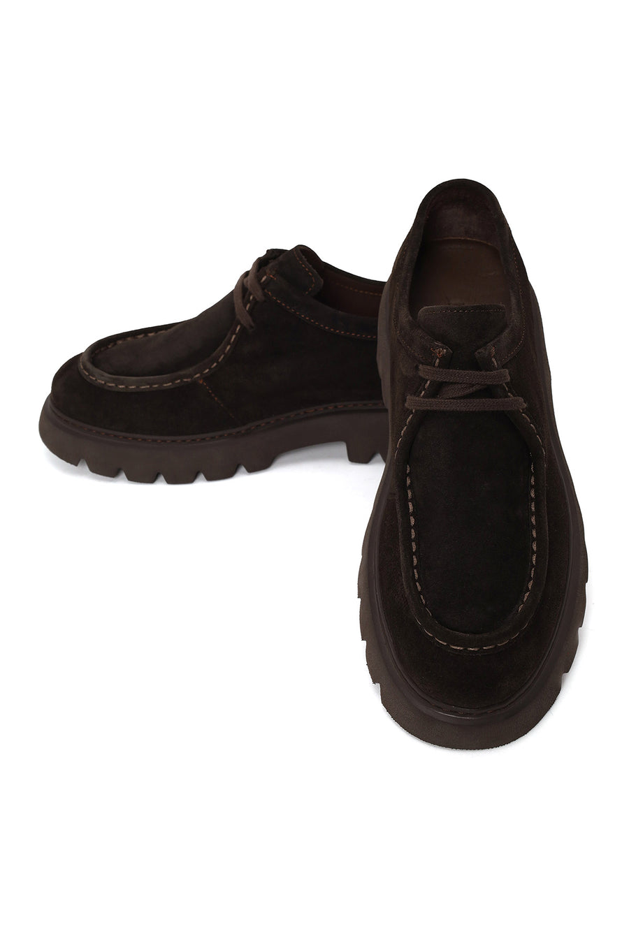 Male Brown Lace-Up Thick-Soled Suede Casual Shoes