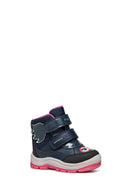 Geox Baby Girl Navy Blue B Flannel Banded Waterproof Leather Boots | Derimod