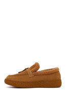 Kadın Camel Tokalı Kalın Tabanlı Süet Deri Teddy Loafer | Derimod