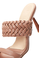 Women's Beige Knitted Heeled Slippers | Derimod
