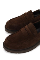 Kadın Kahverengi Süet Deri Maskülen Loafer | Derimod