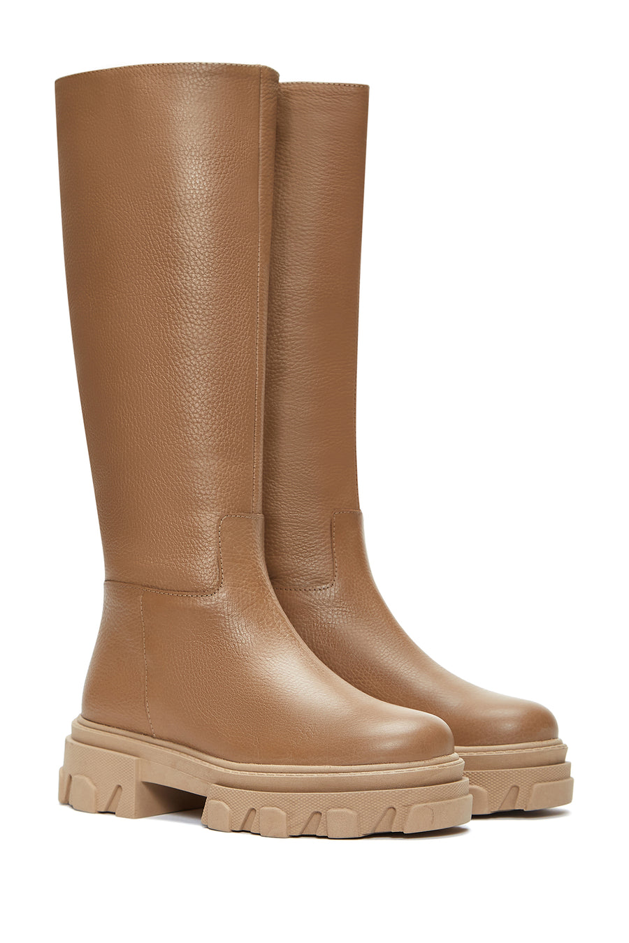 Women's Brown Leather Thick Soled Boots