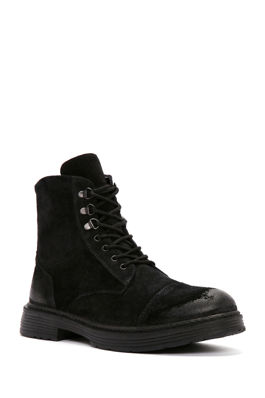 Men's Black Zippered Suede Leather Casual Boots