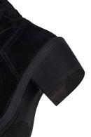 Woman Black Short Chunky-Heel Suede Cowboy Boots | Derimod