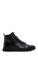 Men's Black Lace-Up Zippered Leather Boots | Derimod