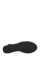 Woman Black Suede Leather Espadrille Sandals | Derimod