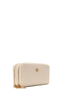 Woman Cream Crocodile-Embossed Wallet | Derimod