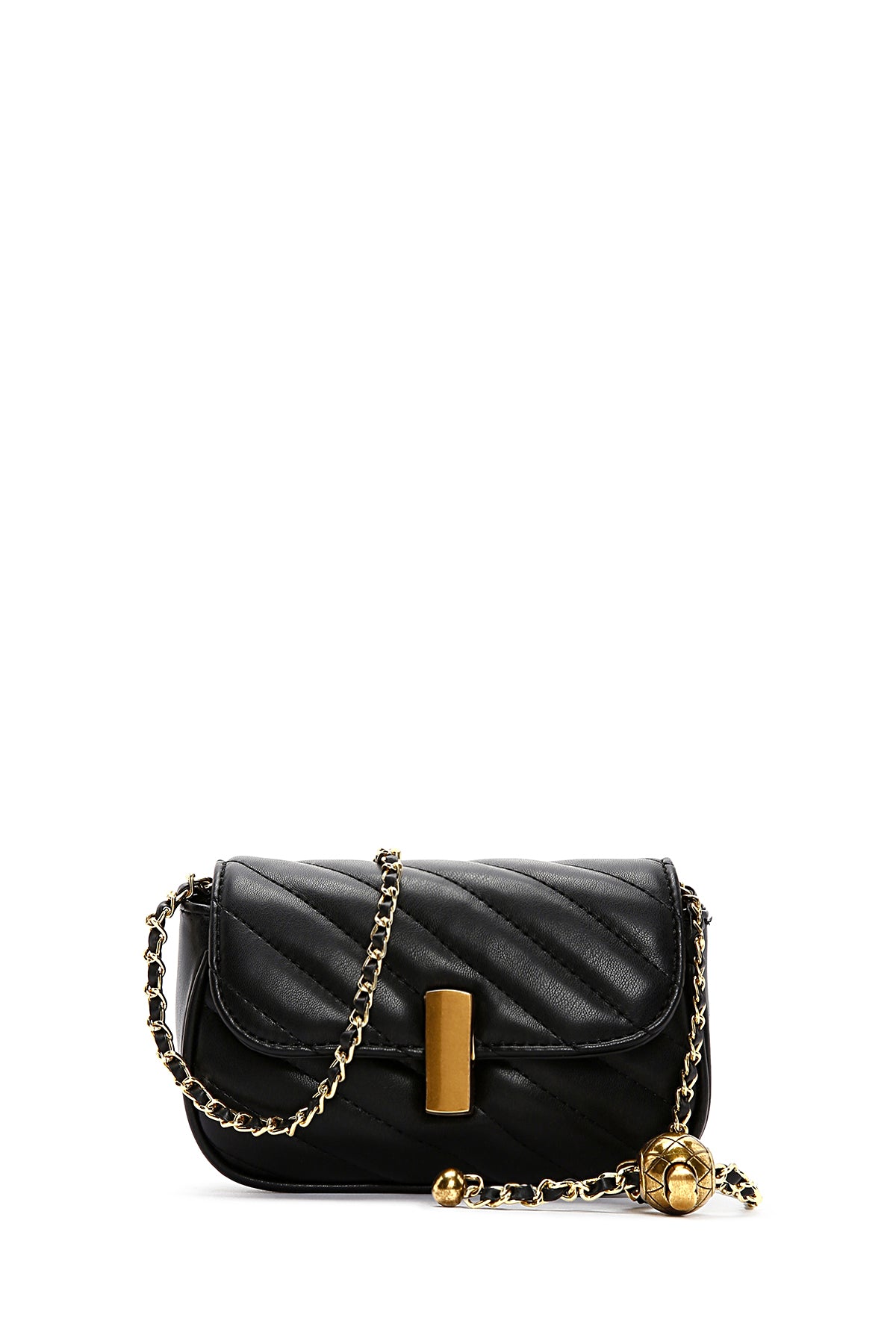 Women's Black Long Strap Quilted Crossbody Bag 24SBD2432KP | Derimod