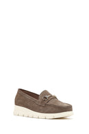 Kadın Vizon Dolgu Topuklu Süet Deri Comfort Loafer | Derimod
