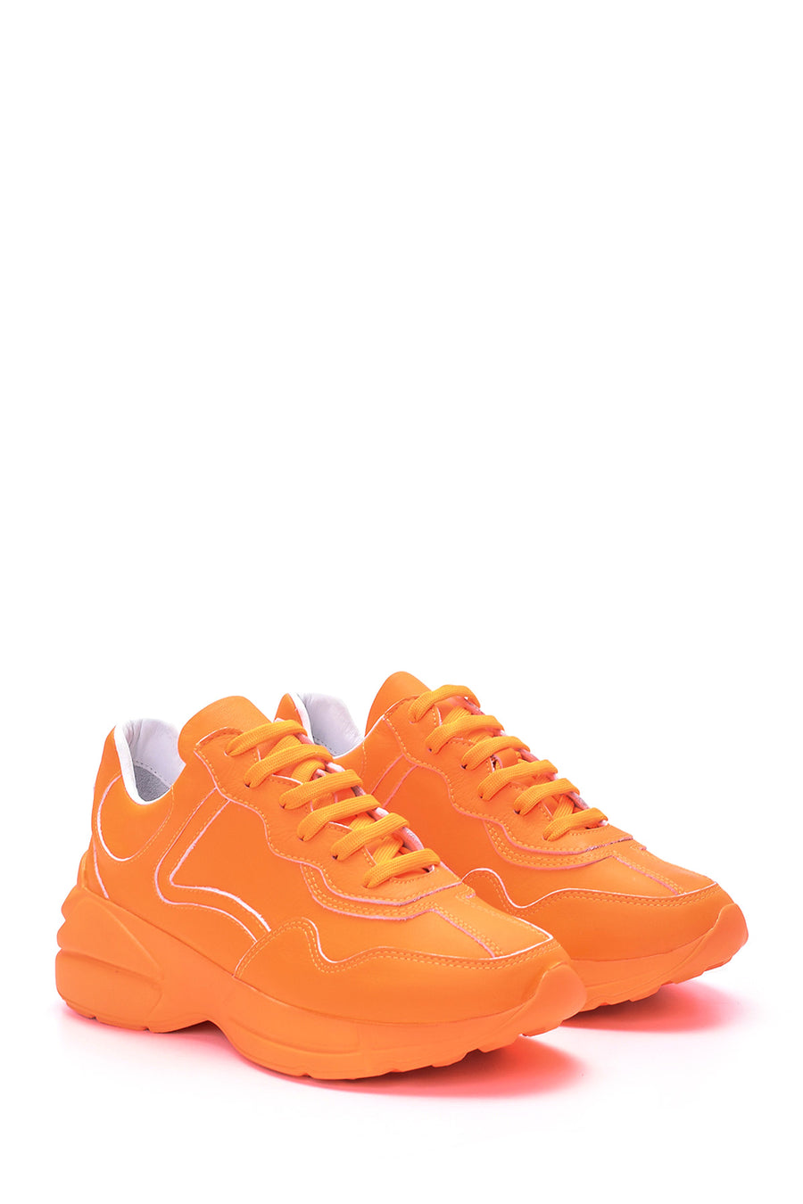 Women's High-Sole Leather Sneaker