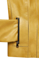 Linda Women's Yellow Short Leather Jacket | Derimod