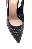 Women's Black Leather Braided Stiletto | Derimod