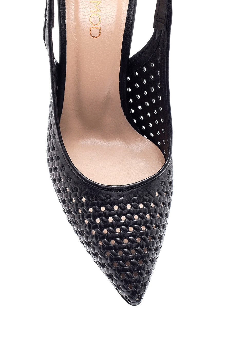 Women's Black Leather Braided Stiletto