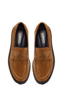 Woman Tan Thick-Soled Suede Masculine Loafer | Derimod