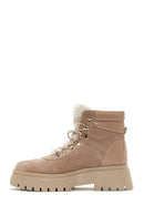 Women's Powder Suede Leather Lace Up Boots | Derimod