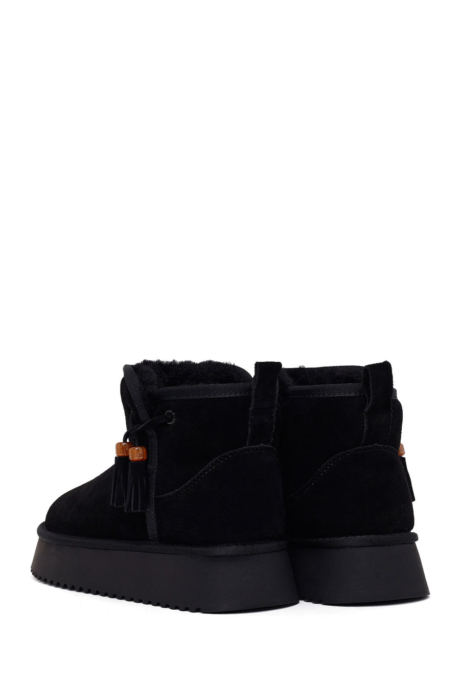 Woman Black Thick-Soled Suede Teddy Boots