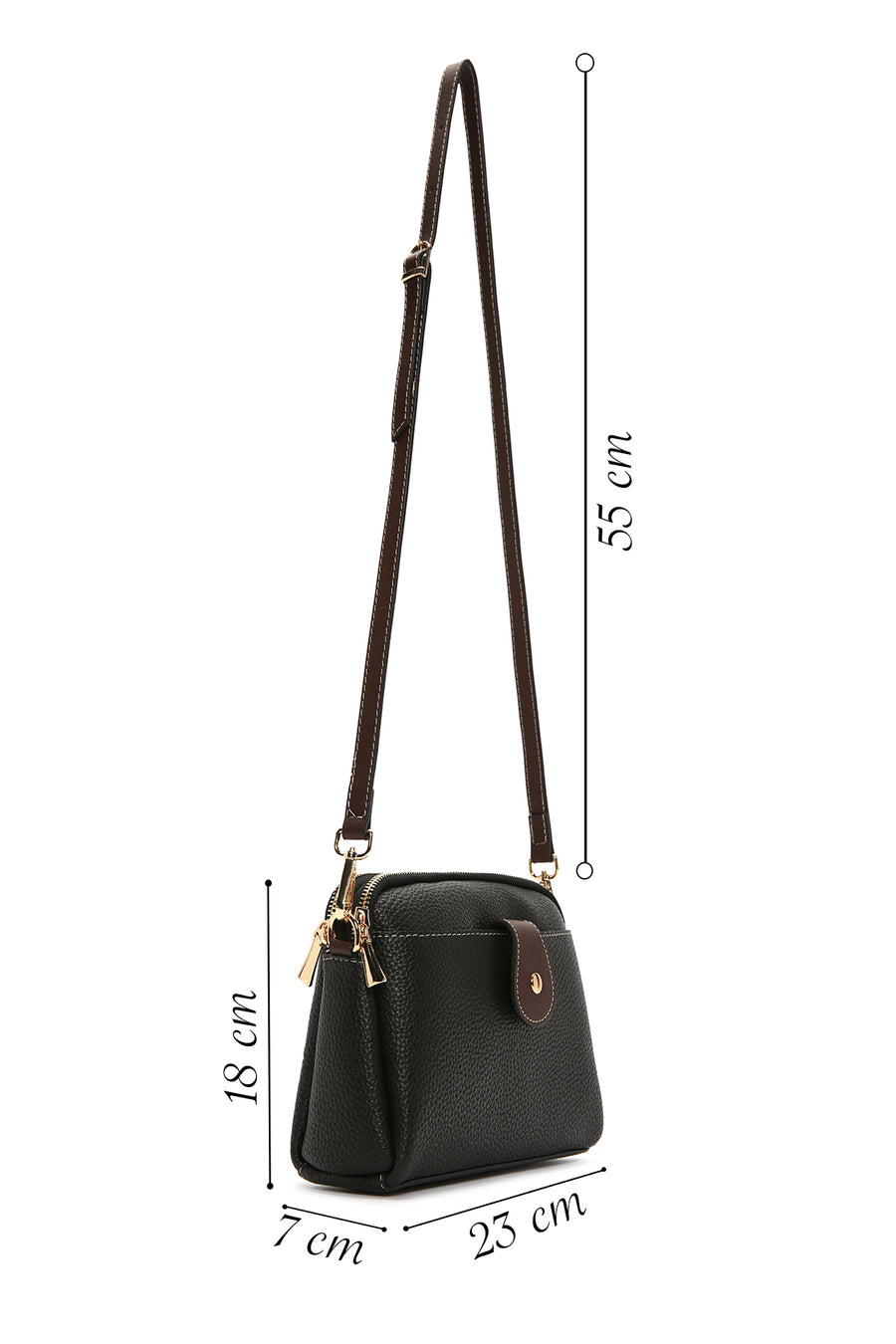 Women's Black Long Strap Mini Crossbody Bag