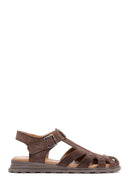 Women's Mink Ankle Strap Suede Leather Sandals | Derimod