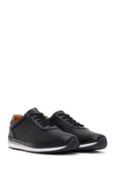 Erkek Siyah Bağcıklı Deri Casual Sneaker | Derimod
