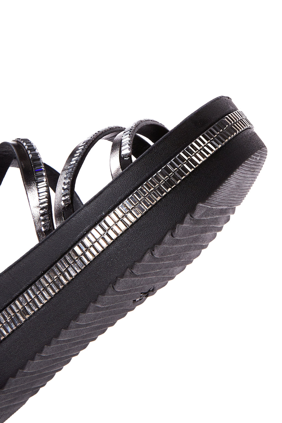Women's Black Stone Thick Soled Flat Sandals
