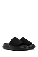 Women's Black Thick Soled Fabric Slippers | Derimod