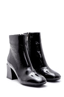 Women's Leather Patent Leather Heeled Boots | Derimod
