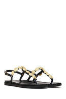 Woman Black Buckled Toe-Post Sandal | Derimod