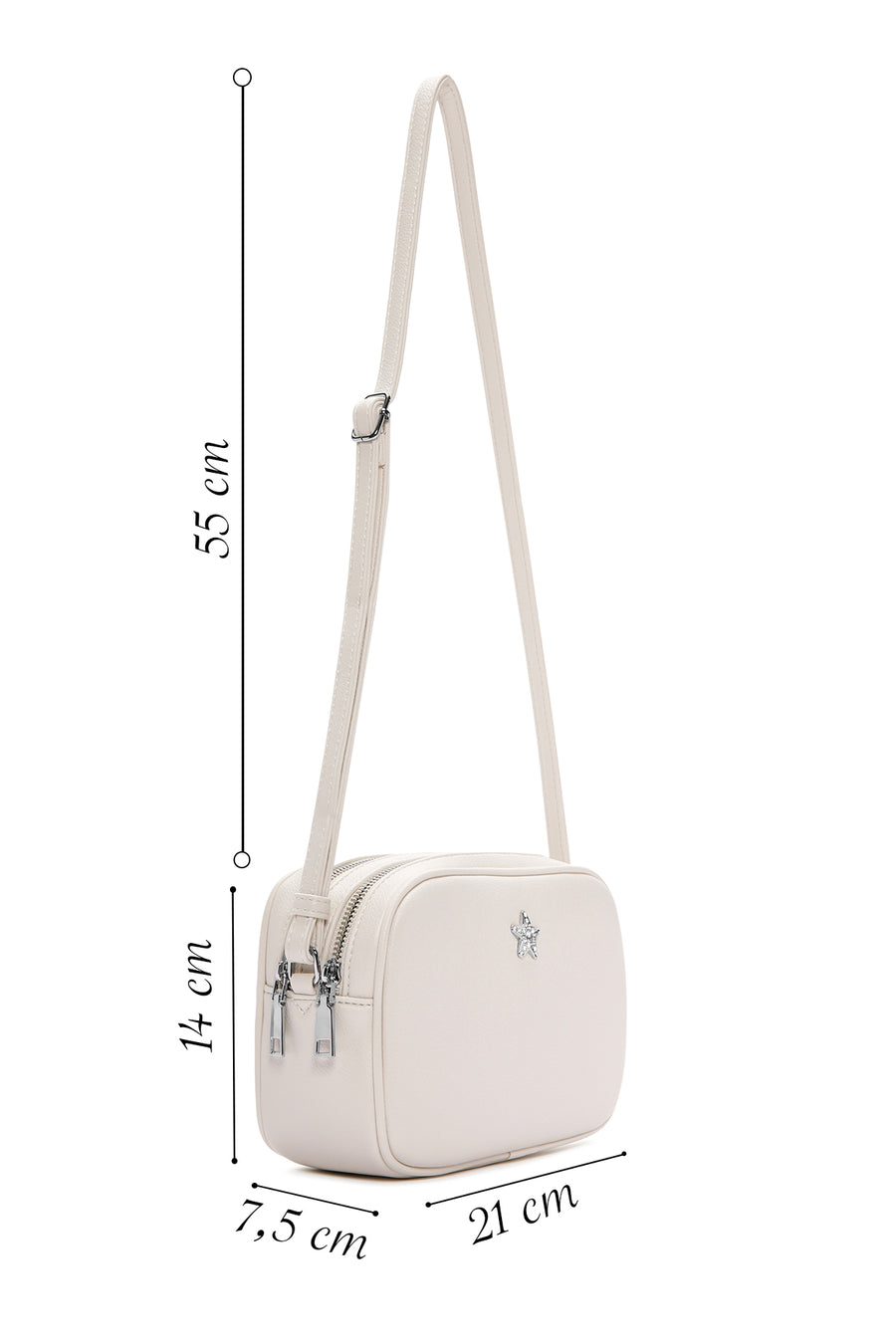 Women's Cream Long Strap Crossbody Bag