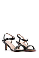 Women's Black Stone Heeled Sandals | Derimod