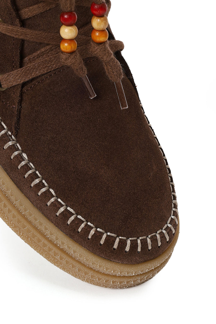 Woman Dark Mink Lace-Up Thick-Soled Suede Teddy Boots