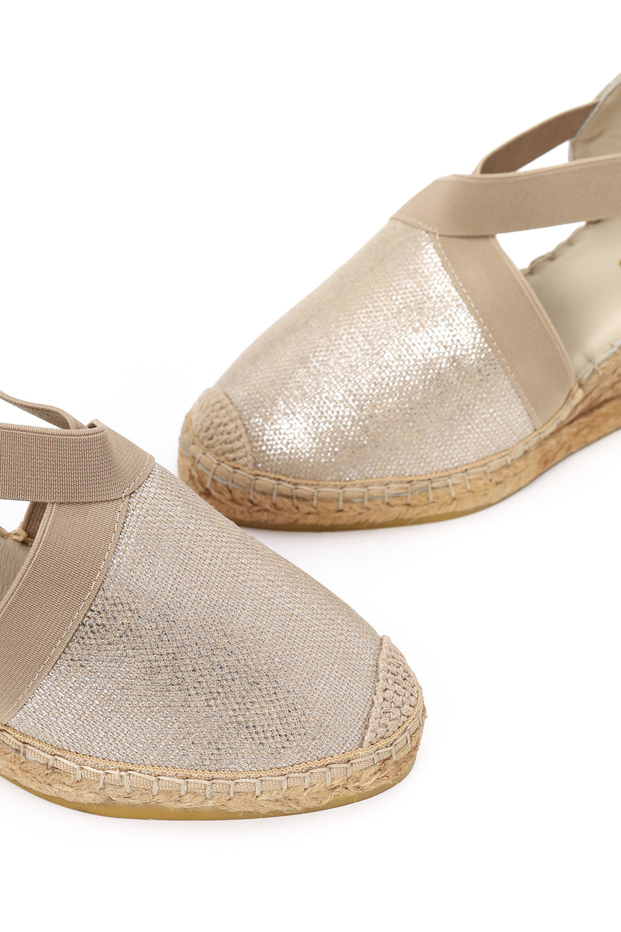 Woman Beige Shiny Wedge-heeled Espadrilles