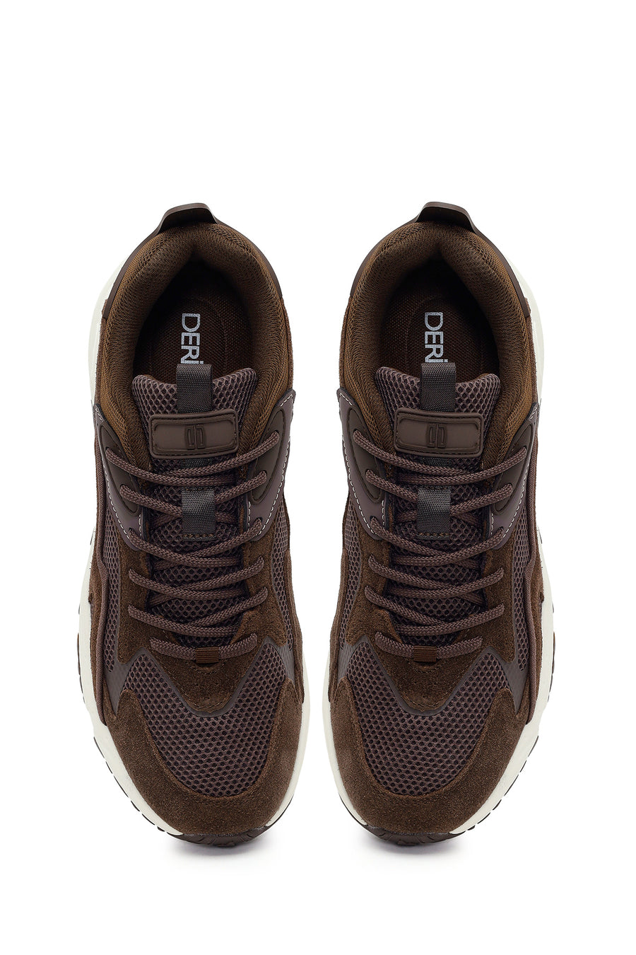 Male Brown Lace-Up Thick-Soled Leather Sneaker