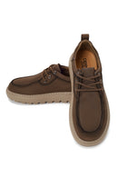 Derimod Zero Male Brown Lace-up Thick-soled Fabric Casual Shoes | Derimod