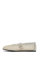 Women's Beige Buckled Mesh Fabric Ballerinas | Derimod