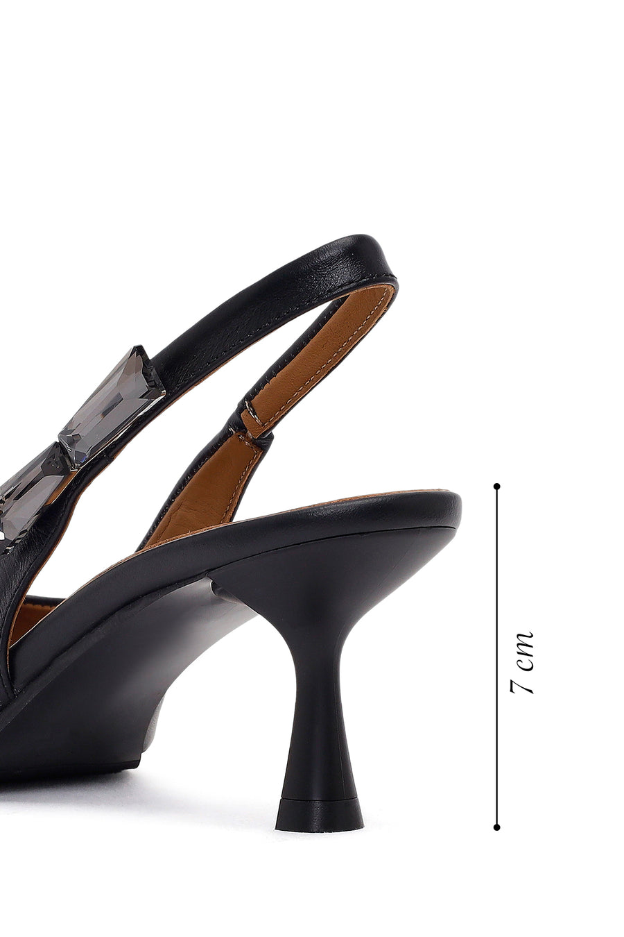 Woman Black Open-Back Heeled Leather Shoes