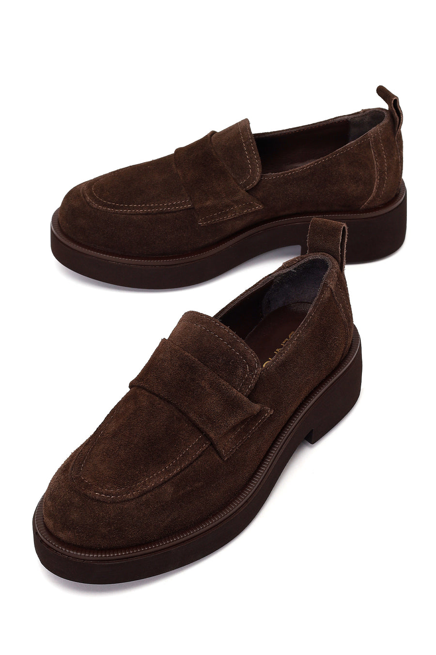 Woman Dark Mink Suede Masculine Loafer