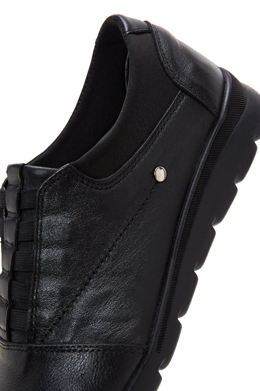 Women's Black Leather Casual Shoes