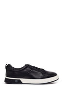 Erkek Siyah Bağcıklı Deri Sneaker | Derimod