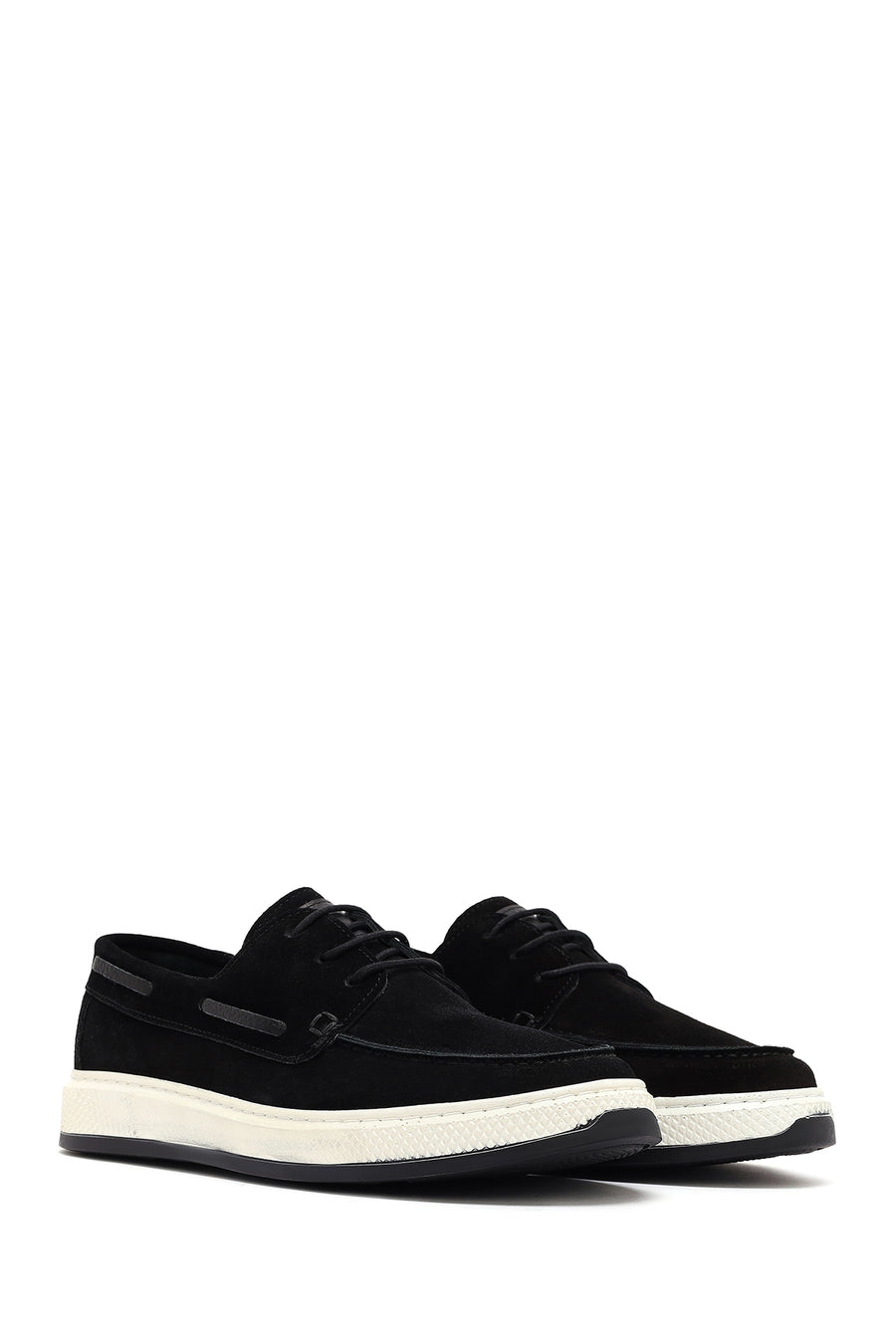 Men's Black Lace-Up Suede Leather Casual Shoes