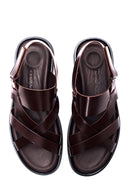 Men's Brown Leather Sandals | Derimod