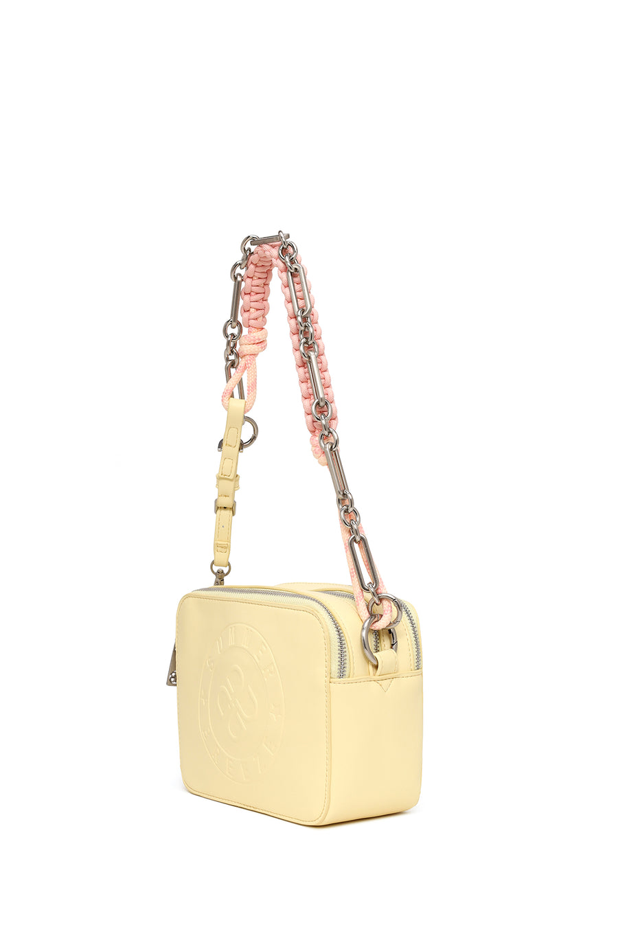 Woman Yellow Double-Strap Printed Crossbody Bag