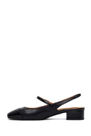 Woman Black Buckled Backless Leather Ballet Flat | Derimod