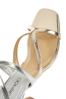 Woman Metallic Thin Heel Sandals with Gold Ankle Buckle | Derimod