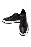 Male Black Lace-Up Leather Sneaker | Derimod