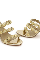 Woman Gold High Thin-Heeled Slipper | Derimod