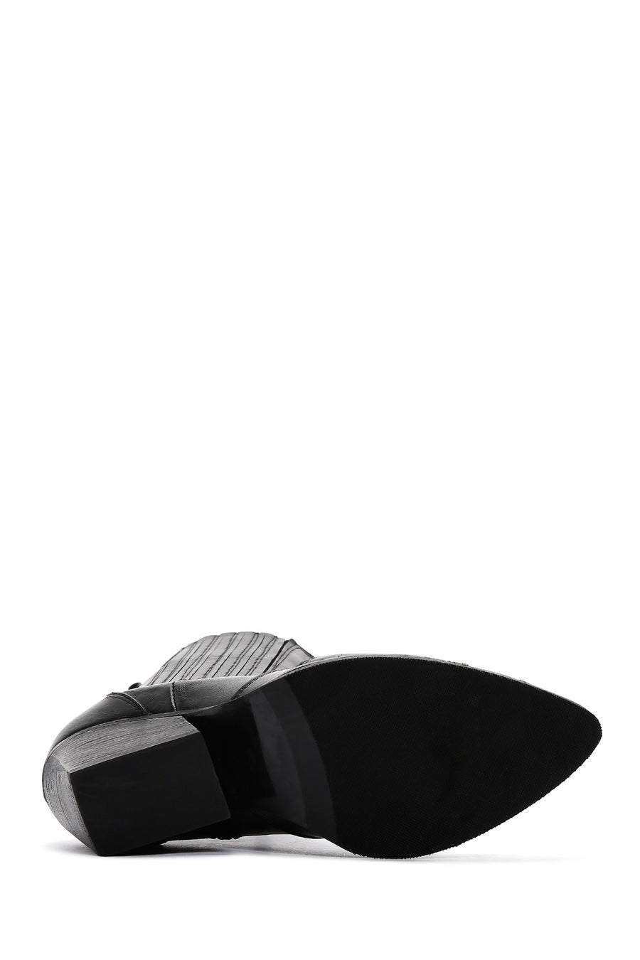 Women's Black Zippered Leather Cowboy Boots